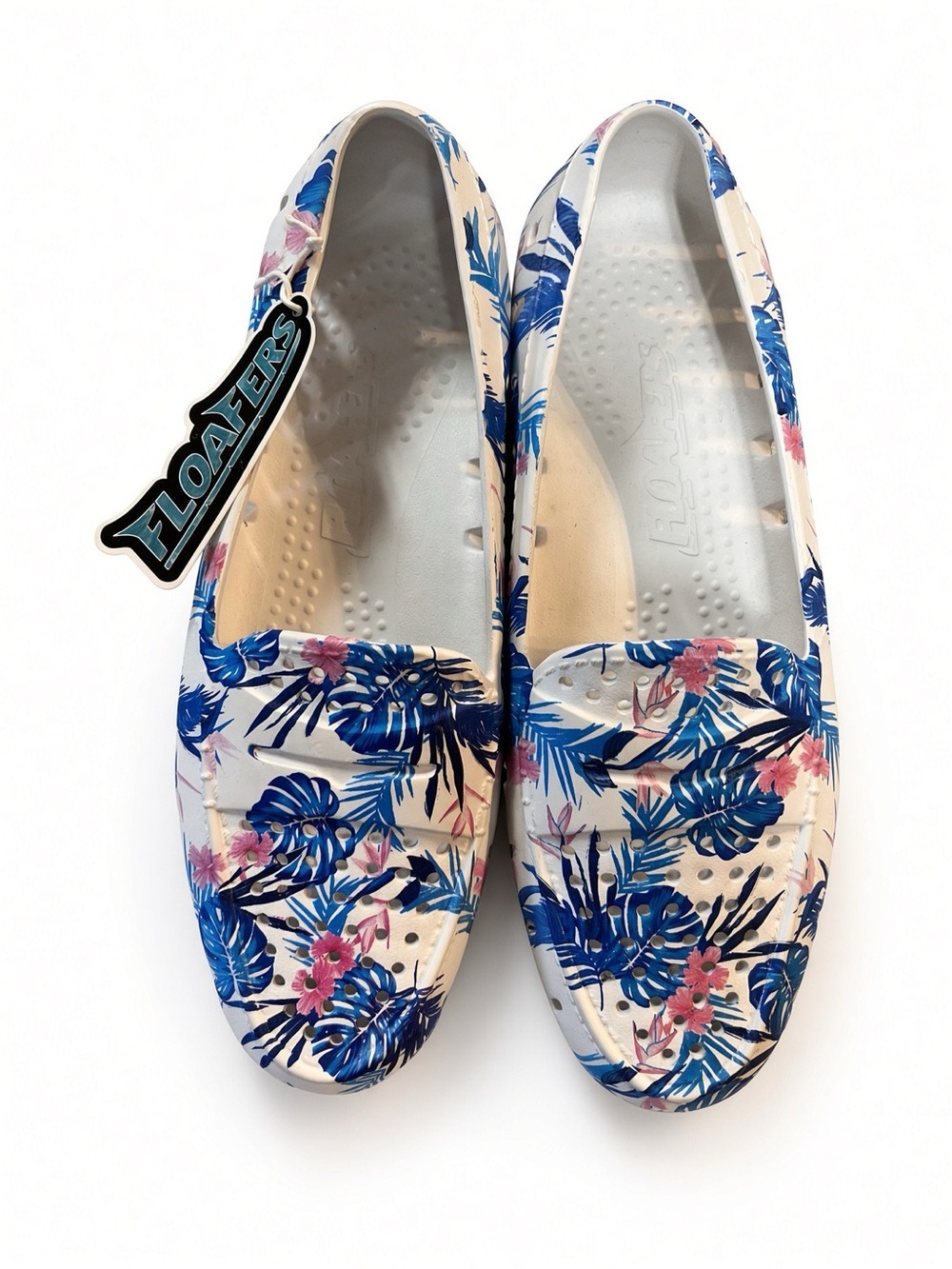 Floafers Posh Driver Floral Tropical Blue Pink Eva Foam Slip On Loafers Size 10